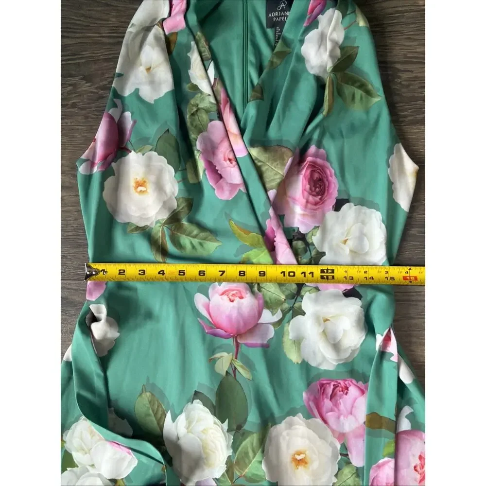 Adrianna Papell Floral Wrap Dress Fit & Flare Garden Party Cottagecore Size 8